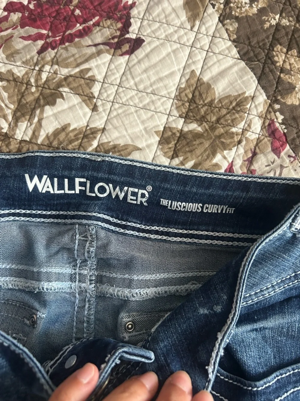 Wallflower Distressed Blue Flare Jeans with Embroidered Back Pockets